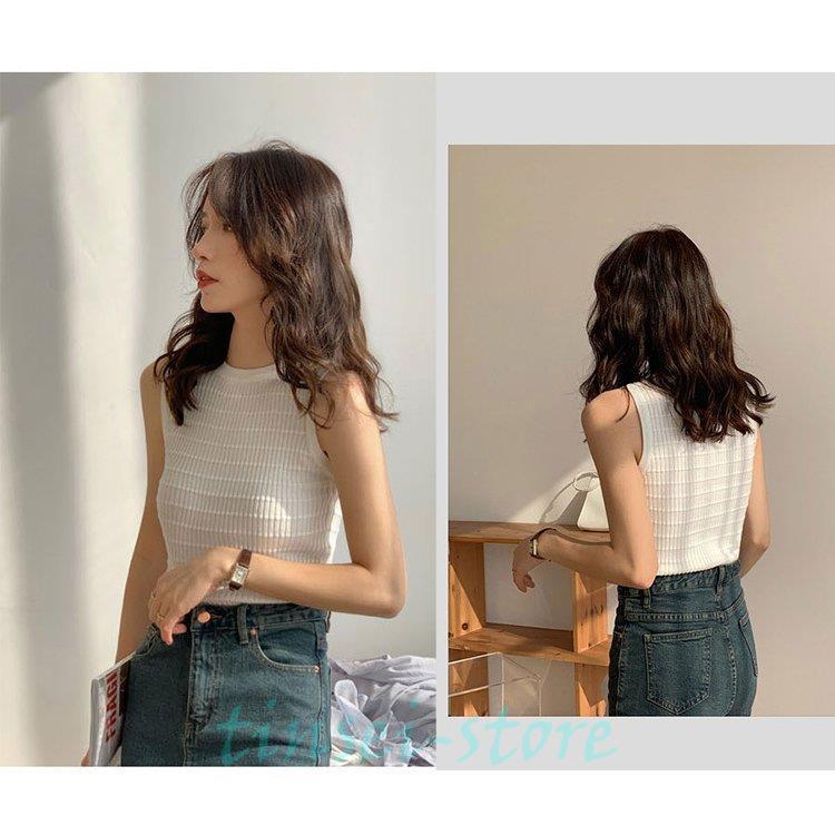 ニットベスト インナー ノースリーブ 春夏 コーデ クルーネック レディース ベーシック シンプル カットソー 代 30代 40代 ピンク 赤 白 黒 緑 青 紫 茶 黄 Tinsei46 Shinp99 Tinseiヤフー店 通販 Yahoo ショッピング