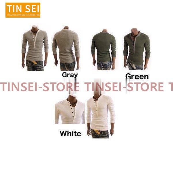 ロンT メンズ 6色 ロングTシャツ Tシャツ 長袖 カットソー ヘンリー