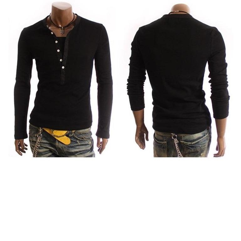 ロンT メンズ 6色 ロングTシャツ Tシャツ 長袖 カットソー ヘンリー