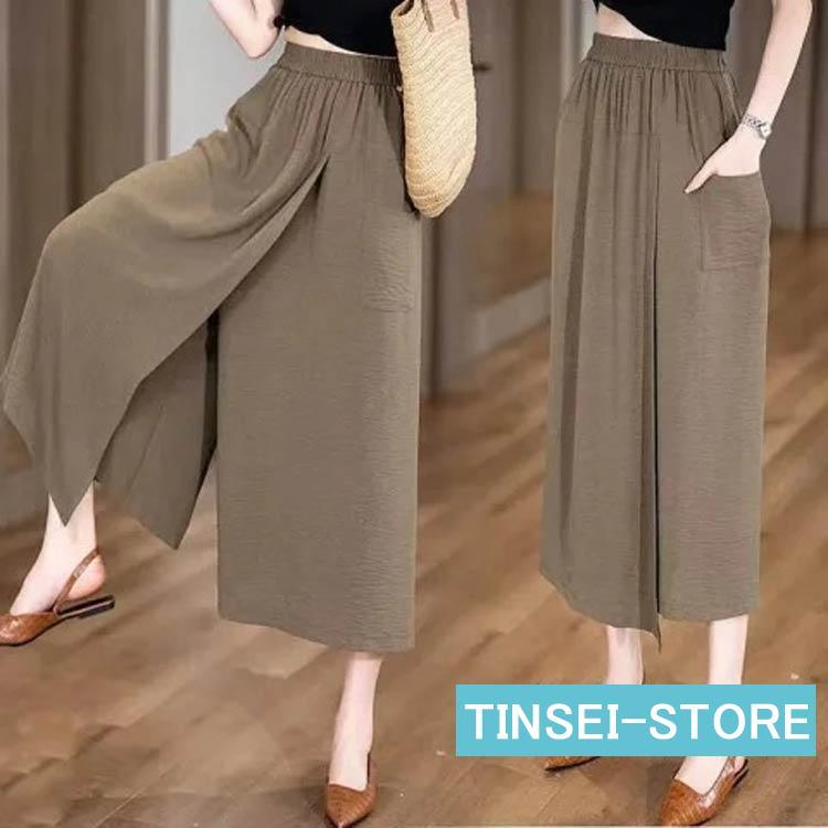 【新品タグ付】Liesse巻き風ワイドパンツ　ベージュ　サイズ3 ガウチョパンツ 新品タグ付】Liesse巻き風ワイドパンツ ベージュ サイズ3