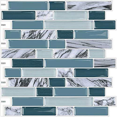 格安 Cocotik 12インチ X 12インチ 3dジェルタイル 粘着壁タイル はがして貼るだけの汚れ防止加工 キッチン 浴室用 10枚ティールブルー 超激安 Atempletonphoto Com