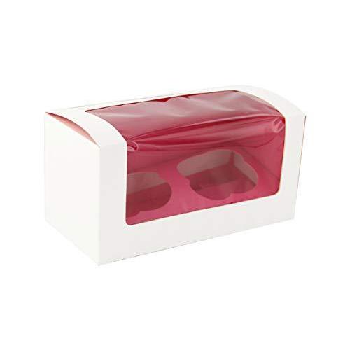 PacknWood Cupcake Box with Window Holds 2 Cupcakes 6.8 x 3.3 x 3.3 Pink Cas 型抜き、料理型