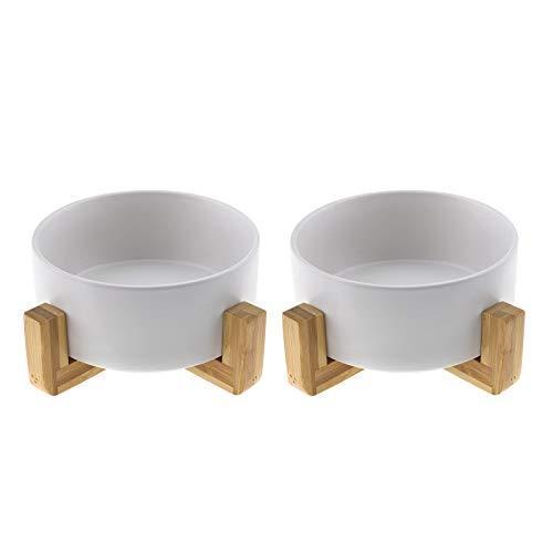 7673円 とっておきし新春福袋 7673円 至上 Micro Traders 2Pcs Ceramic Cat Dog Bowl with Bamboo Elevated Stand for Pupp