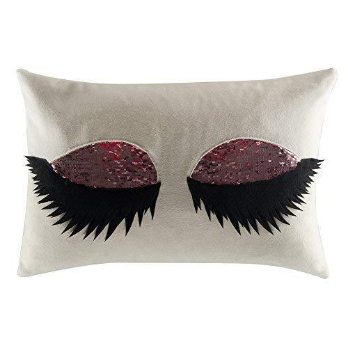 【ネット限定】 JWH 3D Long Eyelash Throw Pillow Cover Wool Decorative Accent Pillow Case H ベッドカバー