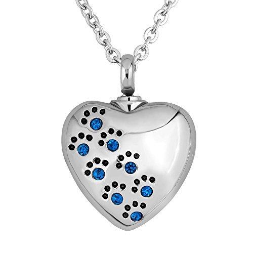 Luckyjewelry ペットの犬の肉球プリントハート形骨壺ペンダント ネックレス 火葬 灰 プレミアム 思い出の品 メモリアル 骨壷 ペット用 Www Mantraman Com Mx