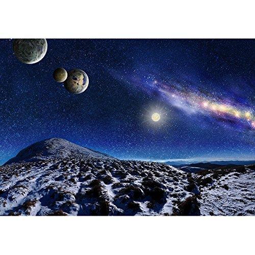 専門ショップ Wall26 100x144インチ 自己粘着式大型壁紙 取り外し可能な壁画 天の川の銀河と惑星 ナイトスペース風景 ウォールステッカー