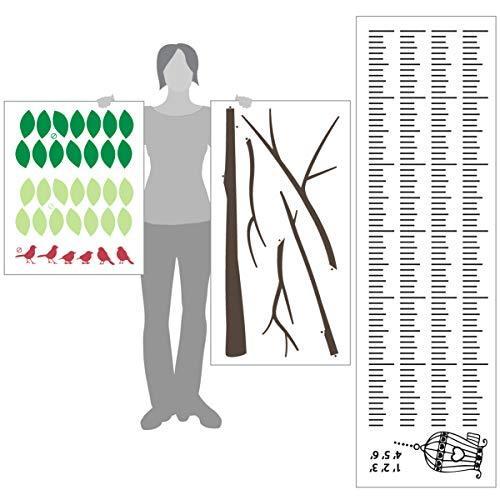即出荷 成長チャート 木 壁 デカール ステッカー 子供用 身長ルーラー 鳥かご 鳥かご ビニール転写 ダークブラウン グリーン レッド 80x46インチ ウォールステッカー Www Ayacouture Co Uk