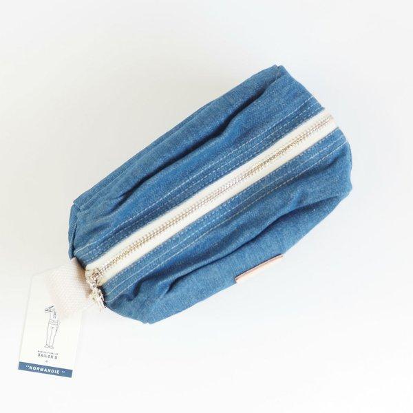 ✮618 デニムラミネート　フラットポーチ　14cmファスナー　ハンドメイド ✮618 デニムラミネート フラットポーチ 14cmファスナー