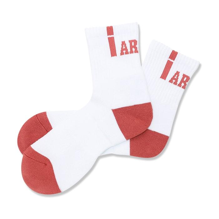 Arch  vertical crew socks 【A323103】white/garnet rose | 