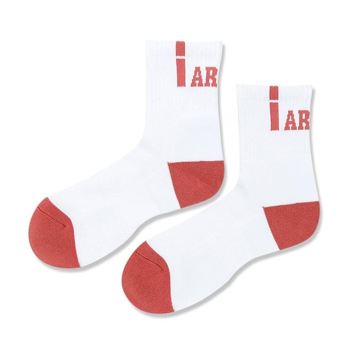 Arch  vertical crew socks 【A323103】white/garnet rose |  | 01