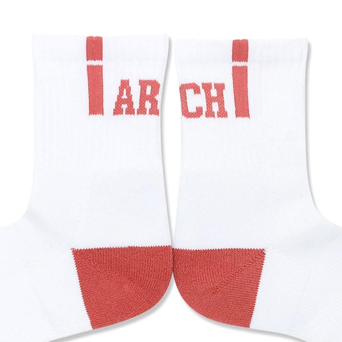 Arch  vertical crew socks 【A323103】white/garnet rose｜tipoff｜03