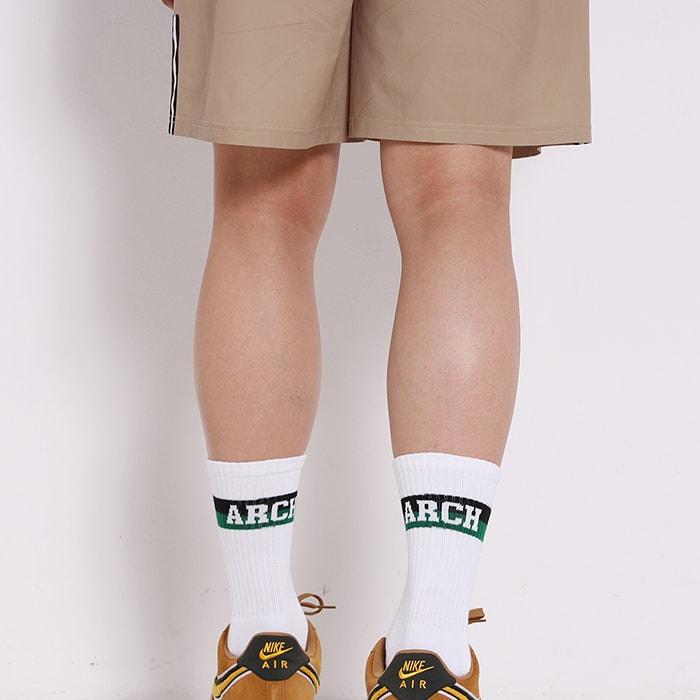 Arch bi-color crew mid. socks【A323105】white/green｜tipoff｜04