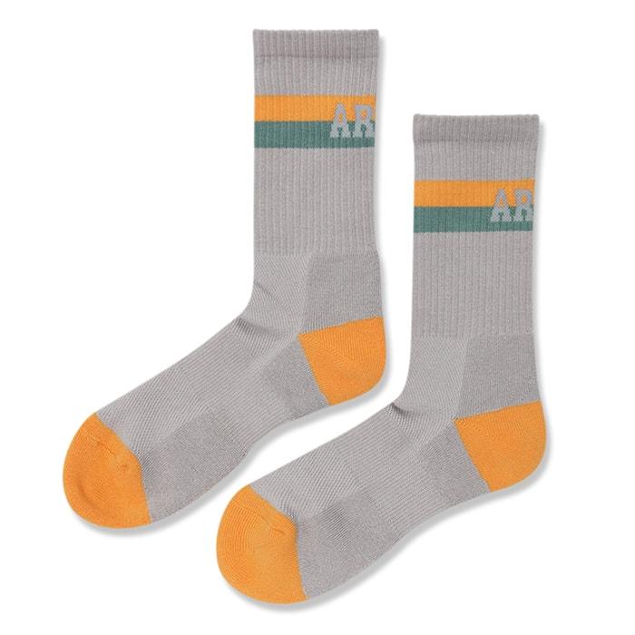 Arch bi-color crew mid. socks【A323107】light gray/apricot |  | 01