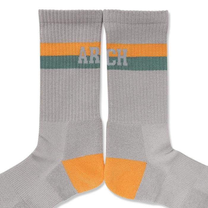 Arch bi-color crew mid. socks【A323107】light gray/apricot |  | 02