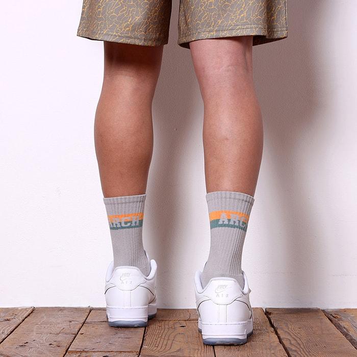 Arch bi-color crew mid. socks【A323107】light gray/apricot |  | 03