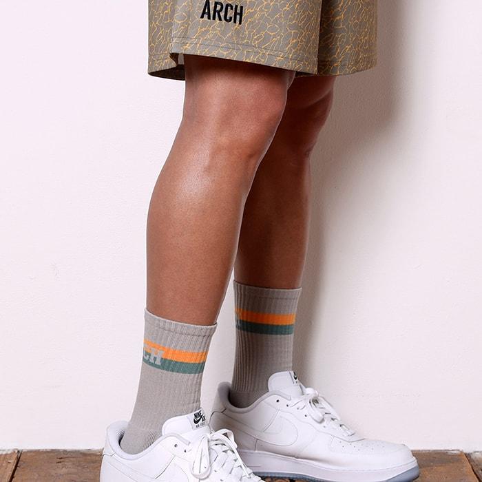 Arch bi-color crew mid. socks【A323107】light gray/apricot |  | 04