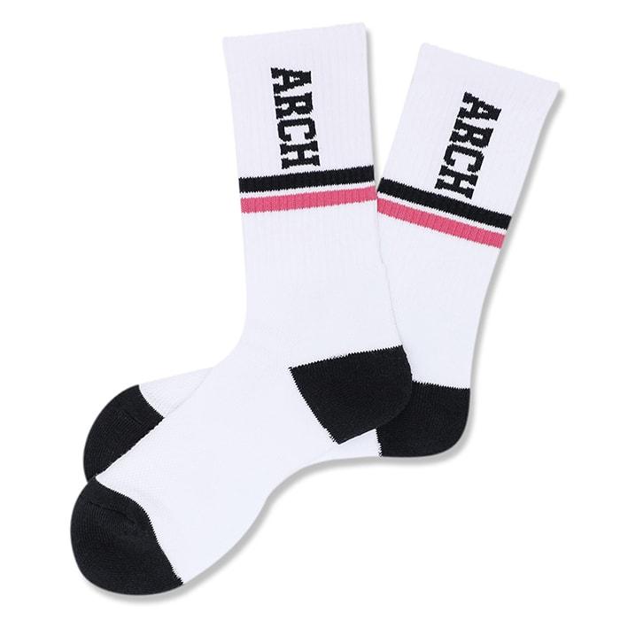 Arch drop line crew mid. socks【A323109】white/rose | 