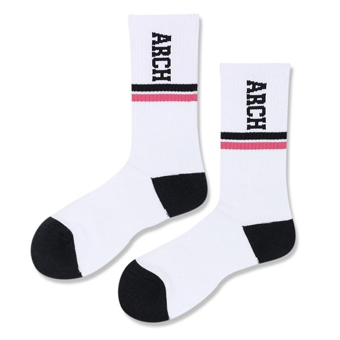 Arch drop line crew mid. socks【A323109】white/rose｜tipoff｜02