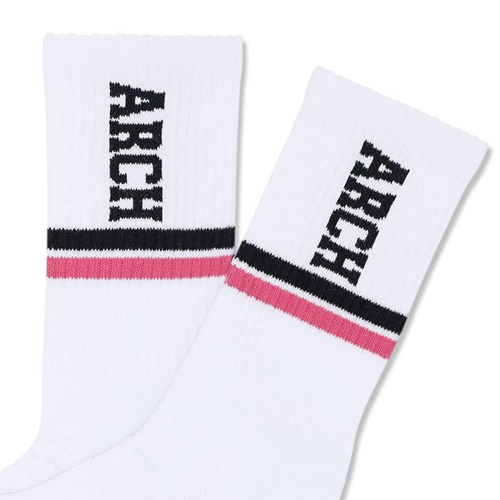 Arch drop line crew mid. socks【A323109】white/rose｜tipoff｜03