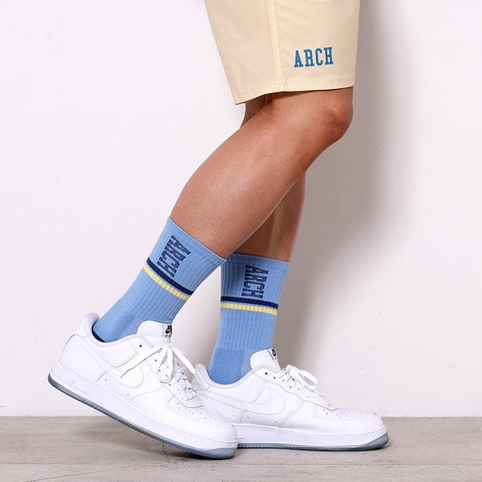 Arch drop line crew mid. socks【A323112】slate blue/navy |  | 03