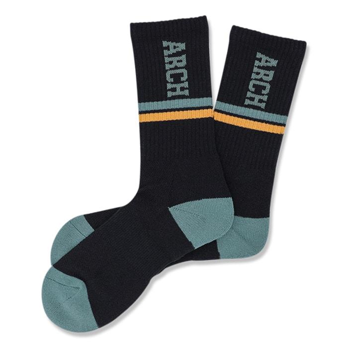 Arch drop line crew mid. socks【A323113】black/aqua | 