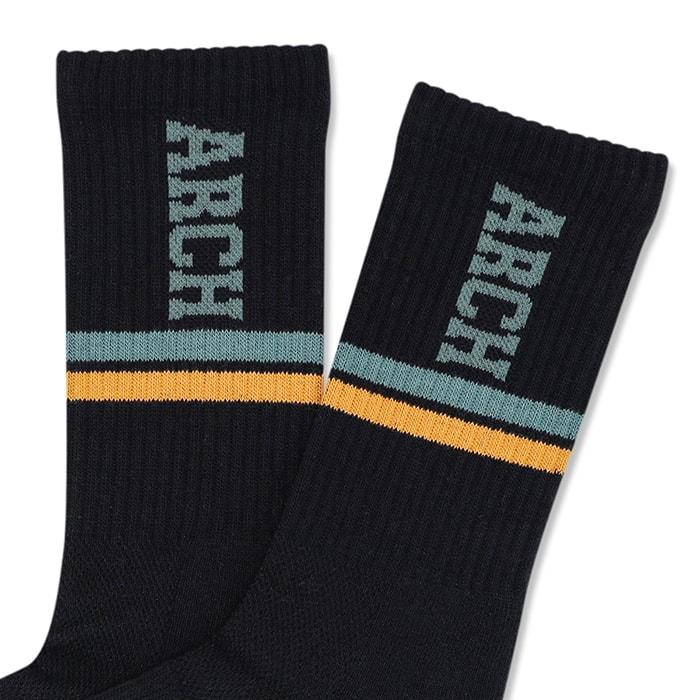 Arch drop line crew mid. socks【A323113】black/aqua |  | 02