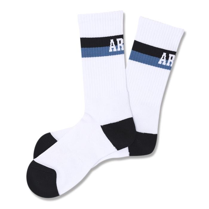 Arch bi-color crew mid. socks【A324104】white/blue | 