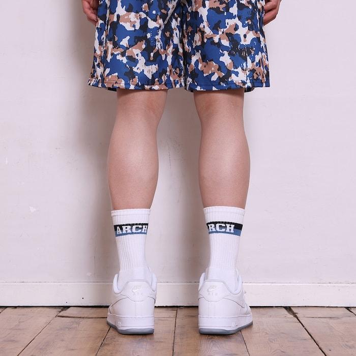 Arch bi-color crew mid. socks【A324104】white/blue |  | 03