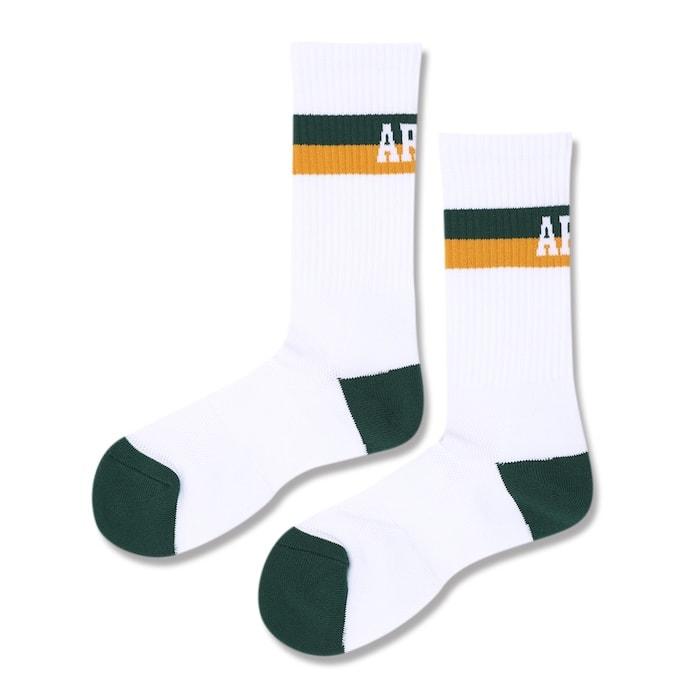 Arch bi-color crew mid. socks【A324105】white/viridian |  | 01