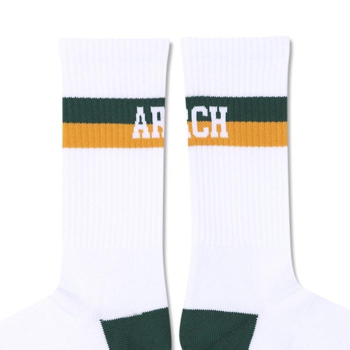 Arch bi-color crew mid. socks【A324105】white/viridian |  | 02