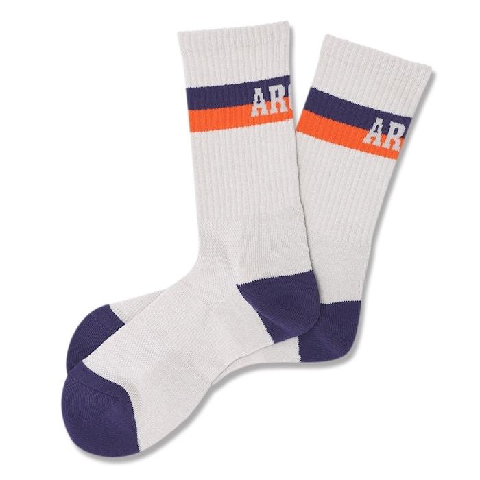 Arch bi-color crew mid. socks【A324106】pale gray/purple | 