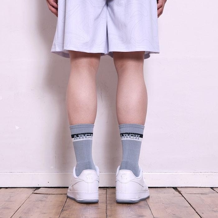 Arch bi-color crew mid. socks【A324107】stone blue/black |  | 04