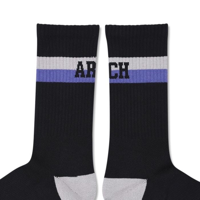 Arch bi-color crew mid. socks【A324108】black/silver gray |  | 02