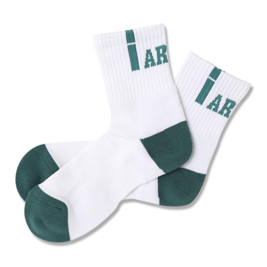 Arch  vertical crew socks 【A324110】white/teal | 