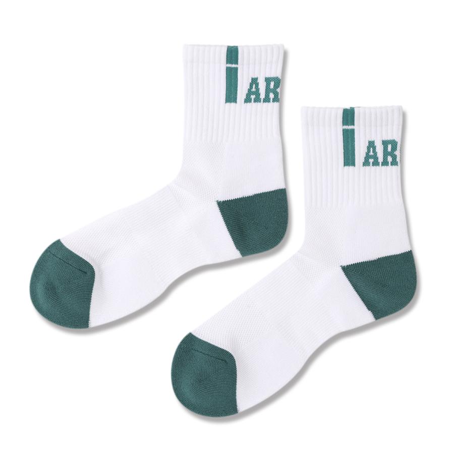 Arch  vertical crew socks 【A324110】white/teal |  | 01