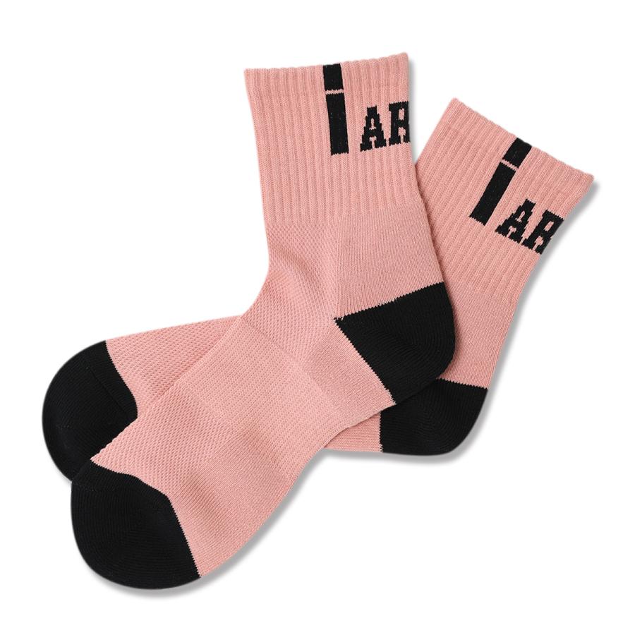 Arch  vertical crew socks 【A324112】coral/black | 