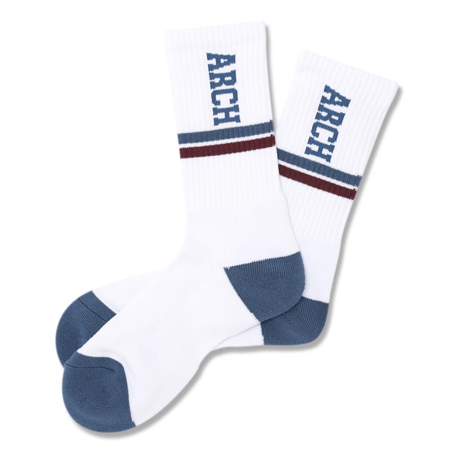 Arch drop line crew mid. socks【A325101】white/blue | 