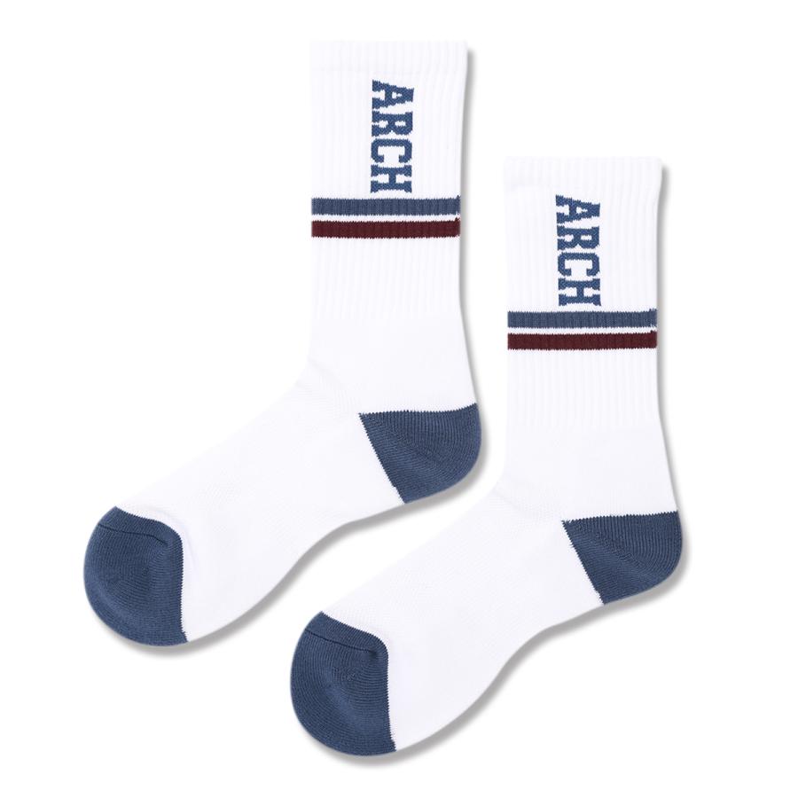 Arch drop line crew mid. socks【A325101】white/blue |  | 01