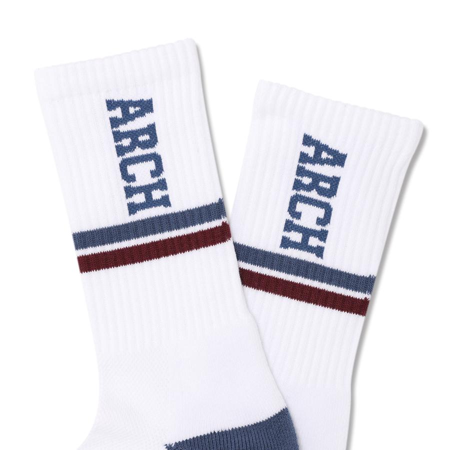 Arch drop line crew mid. socks【A325101】white/blue |  | 02