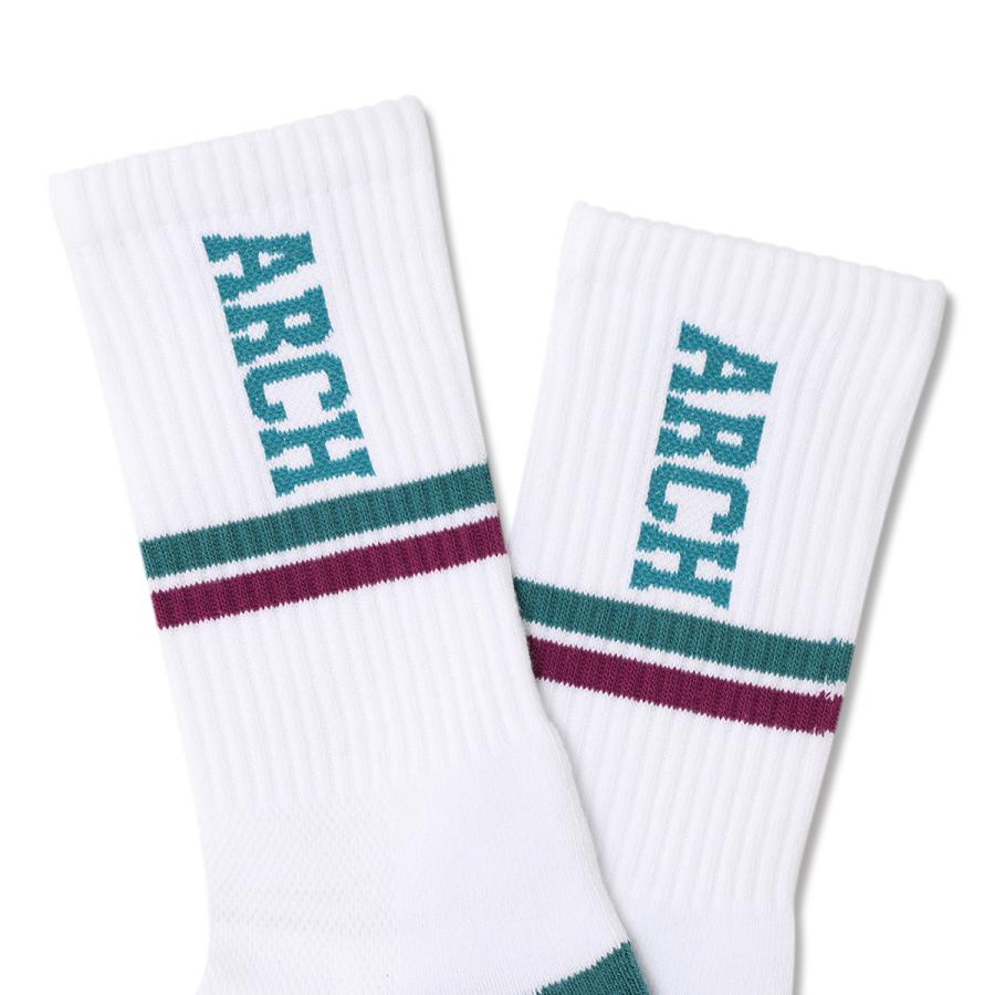 Arch drop line crew mid. socks【A325102】white/bottle green |  | 02