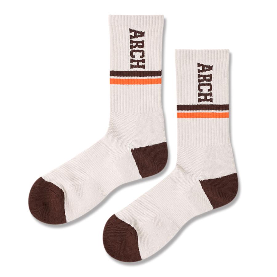 Arch drop line crew mid. socks【A325104】pale gray/brown |  | 01