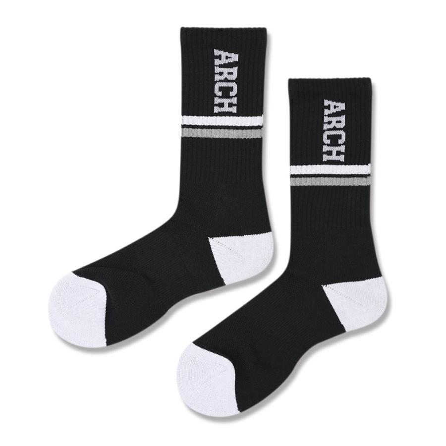 Arch drop line crew mid. socks【A325105】black/white |  | 01