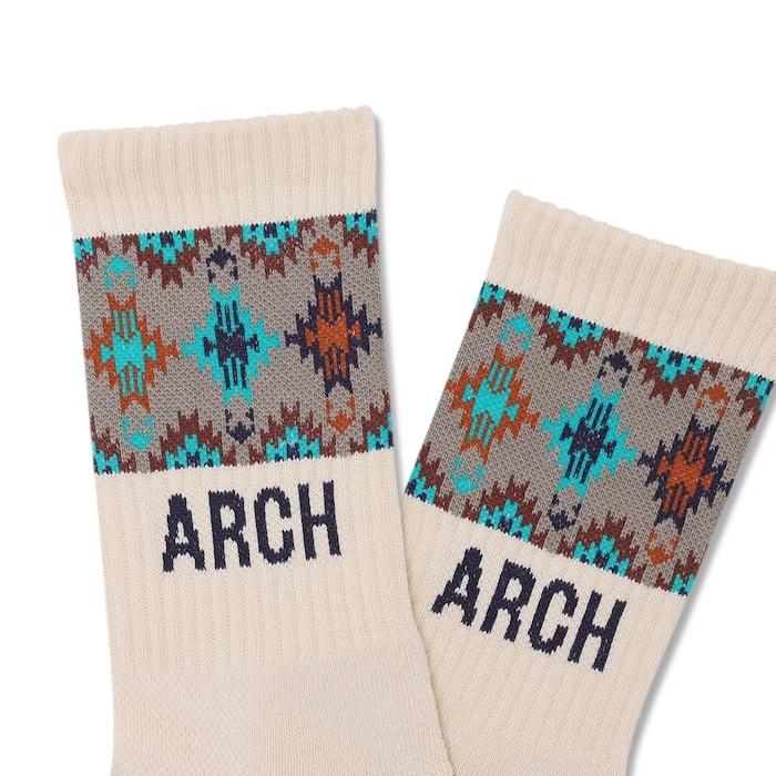 Arch native pattern crew mid. socks【A325106】ivory/dark berry |  | 01