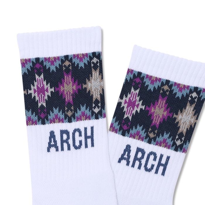 Arch native pattern crew mid. socks【A325108】white/navy |  | 01