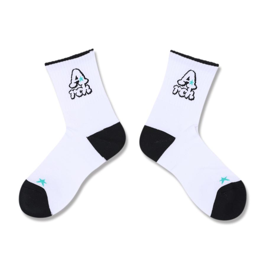 Arch playful logo crew socks【A325109】white/black |  | 01
