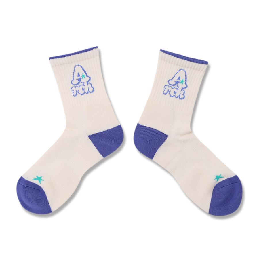 Arch playful logo crew socks【A325111】ivory/purple |  | 01