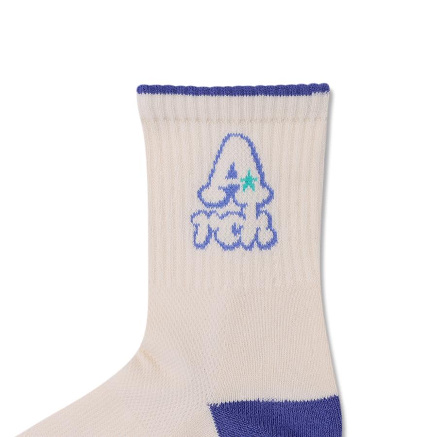 Arch playful logo crew socks【A325111】ivory/purple |  | 02
