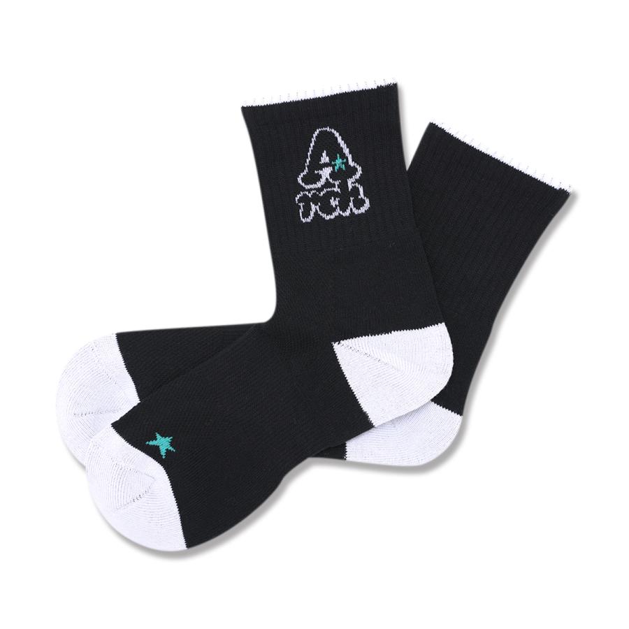 Arch playful logo crew socks【A325112】black/white | 