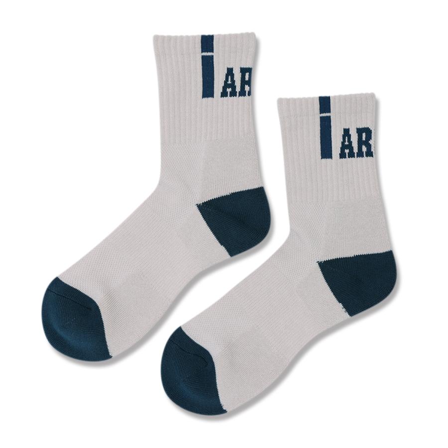 Arch  vertical crew socks 【A326102】pale gray/deep marine |  | 01