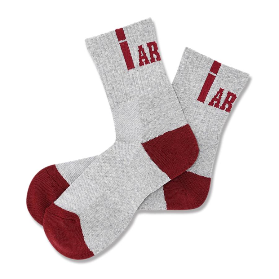 Arch  vertical crew socks 【A326103】gray/burgundy | 
